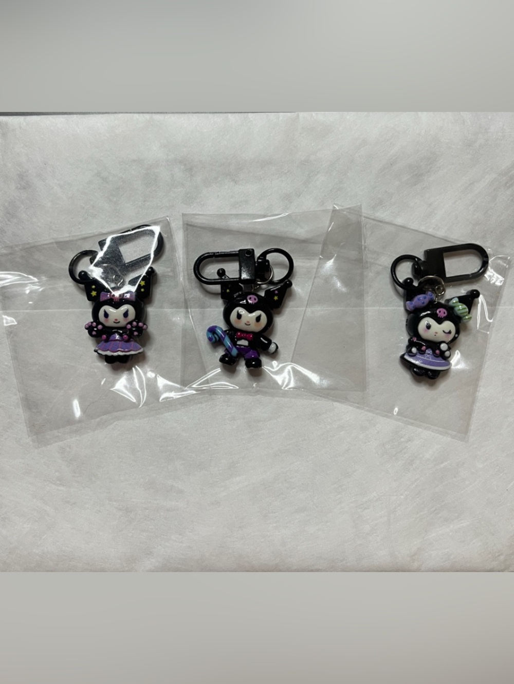 Cute Kuromi Character Keychain Set of 3 -NIP